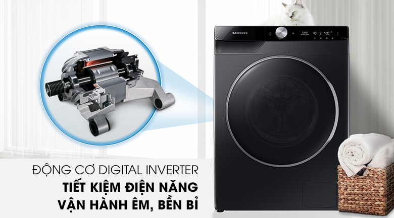 Công nghệ Digital Inverter -Máy giặt Samsung AI Inverter 9 kg WW90TP44DSB/SV lồng ngang