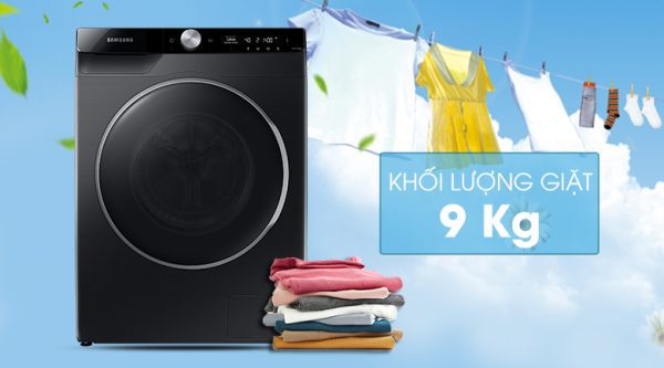 Khối lượng giặt-Máy giặt Samsung AI Inverter 9 kg WW90TP44DSB/SV lồng ngang