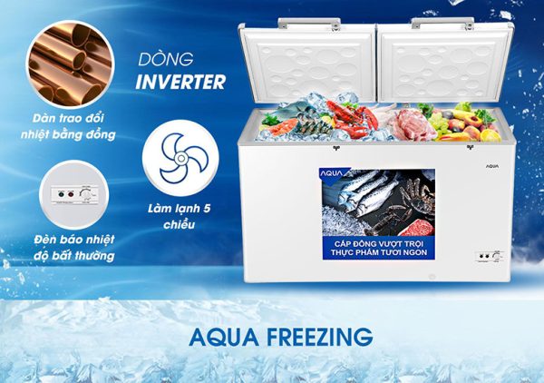 Tủ đông Aqua Inverter 365 lít AQF-C5702E dàn lạnh đồng