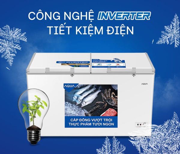Tủ đông Aqua Inverter 365 lít AQF-C5702E tiết kiệm điện