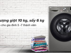 Tích hợp giặt và sấy - Máy giặt sấy LG Inverter 10 kg FV1410D4P