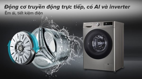 Êm ái, tiết kiệm điện - Máy giặt sấy LG Inverter 10 kg FV1410D4P