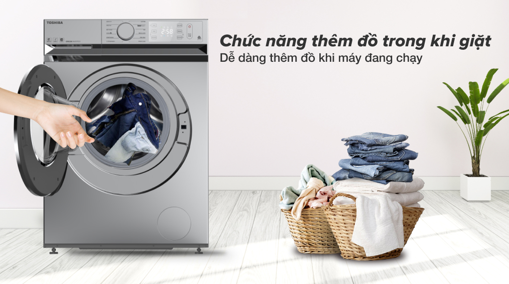Máy giặt Toshiba 9.5 kg TW-BL105A4V(SS) - Thêm đồ trong khi giặt tiện lợi, hạn chế bỏ sót quần áo