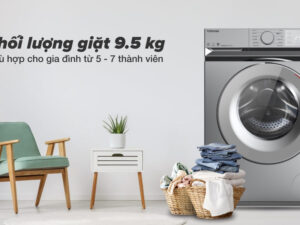 Máy giặt Toshiba 9.5 kg TW-BL105A4V(SS) - Khối lượng giặt 9.5 kg, phù hợp cho gia đình đông người (5 - 7 thành viên)