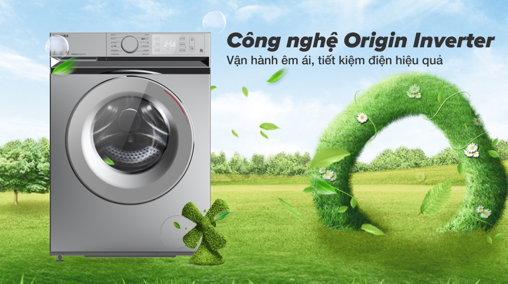 Máy giặt Toshiba 9.5 kg TW-BL105A4V(SS) - Vận hành êm ái, tiết kiệm điện hiệu quả nhờ công nghệ Origin Inverter