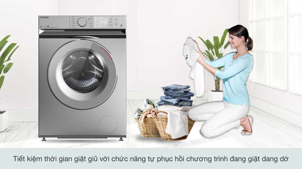 Máy giặt Toshiba 9.5 kg TW-BL105A4V(SS) - Tiết kiệm thời gian giặt với chức năng tự phục hồi chương trình đang giặt dang dở