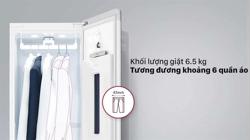 Tủ chăm sóc quần áo thông minh LG Styler màu gương kính S5MB - Khối lượng giặt hấp 6.5 kg tương đương khoảng 6 quần áo