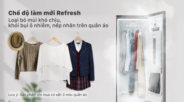 Tủ chăm sóc quần áo thông minh LG Styler màu gương kính S5MB - Chế độ làm mới Refresh