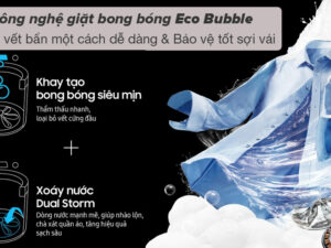 Máy giặt Samsung Inverter 14 kg WA14CG5745BVSV - Công nghệ giặt bong bóng Eco Bubble tăng mức độ thẩm thấu nước giặt, giúp đánh bay vết bẩn dễ dàng