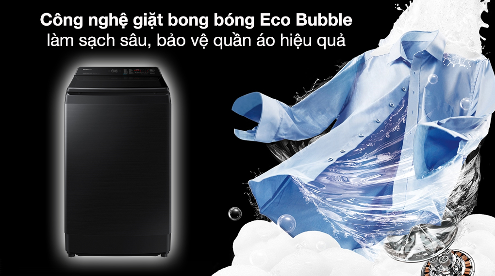 Máy giặt Samsung Inverter 14 kg WA14CG5886BVSV - 4.1. Công nghệ giặt bong bóng siêu mịn Eco Bubble