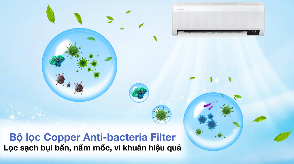 5. Copper  Anti-bacteria Filter - Kháng khuẩn hiệu quả trên máy lạnh samsung AR10CYECAWKNSV