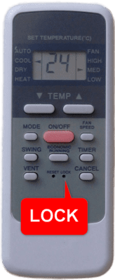 Cách 2: Nhấn nút LOCK để mở khóa điều khiển máy điều hòa Midea