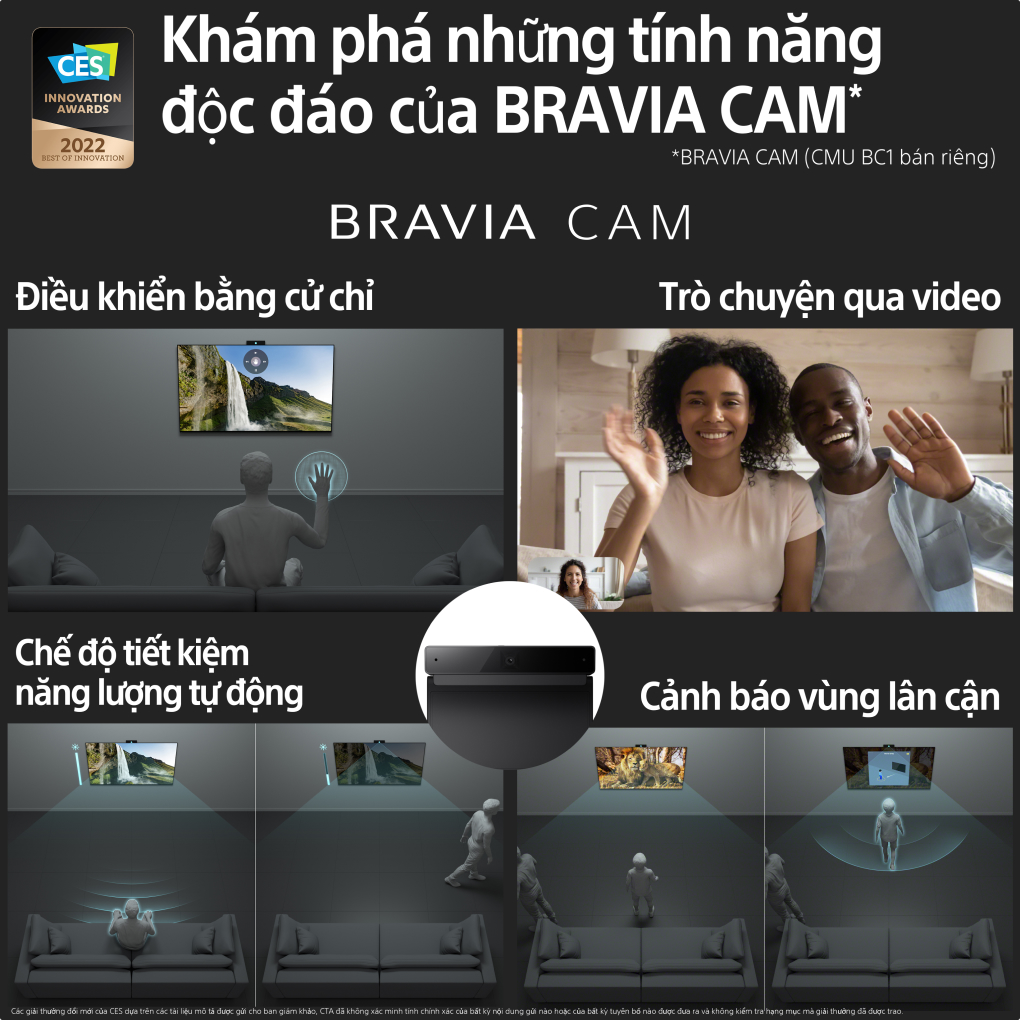Google Tivi Sony 4K 55 inch KD-75X80K - Bravia CAM