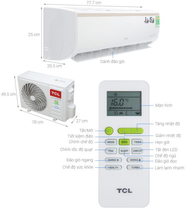 Máy lạnh TCL Inverter 1 HP TAC-10CSI/KE88N, giá rẻ, chính hãng