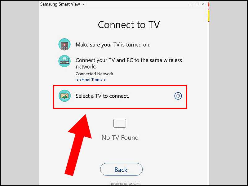 Chọn tên tivi mà bạn muốn kết nối
