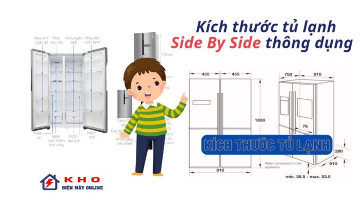 Kích thước tủ lạnh Side by side