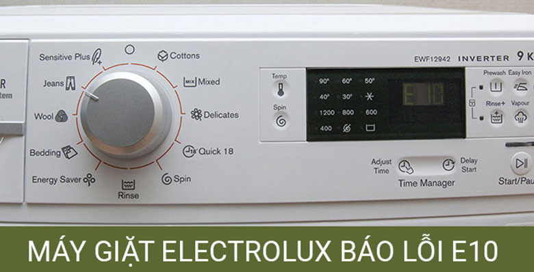 Mã lỗi E10 máy giặt Electrolux hiển thị trên màn hình LCD