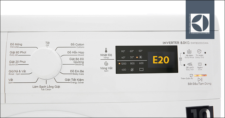 Lỗi E20 trên máy giặt Electrolux