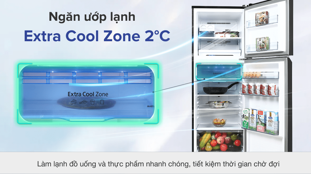 Ngăn Extra Cool Zone trong tủ lạnh Panasonic