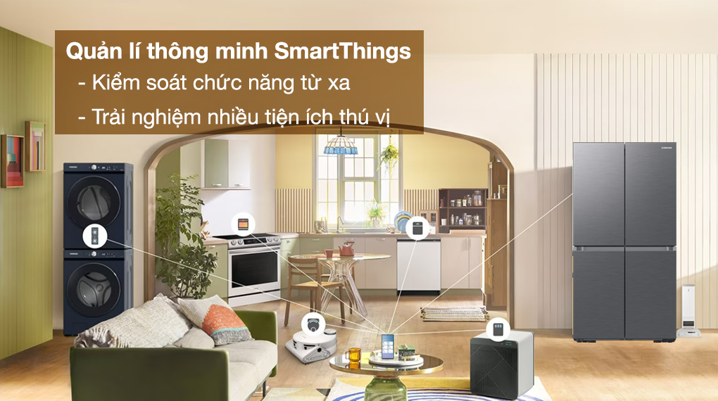 Tủ lạnh Samsung Inverter 649 lít RF59C700ES9/SV - Quản lý thông minh qua SmartThings, hỗ trợ người dùng điều khiển và kiểm soát chức năng tủ lạnh dễ dàng
