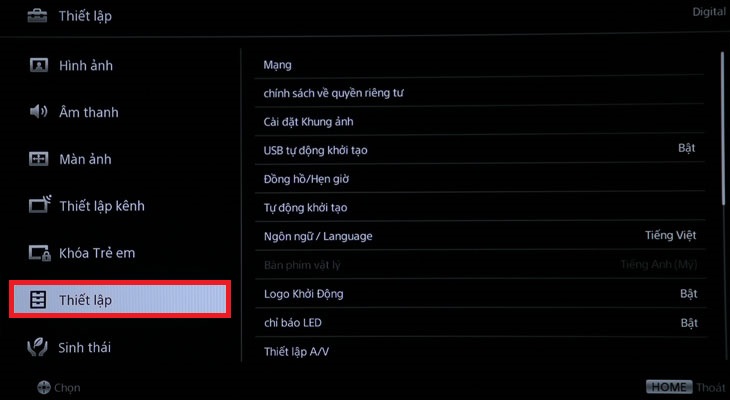 Cách cập nhật phần mềm tự động trên smart tivi sony