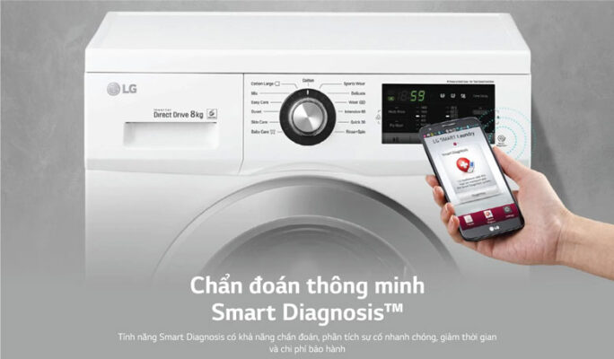 Máy giặt LG Inverter 9kg FM1209S6W lồng ngang - Theo dõi và chuẩn đoán tình trạng máy giặt bằng điện thoại