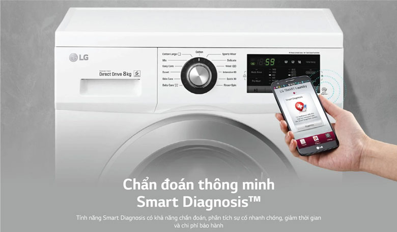 Máy giặt LG Inverter 9kg FM1209S6W- Theo dõi và chuẩn đoán tình trạng máy giặt bằng điện thoại