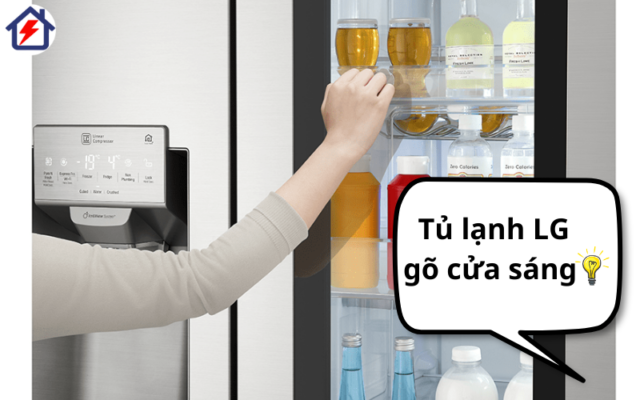 Tủ lạnh LG gõ cửa sáng đèn