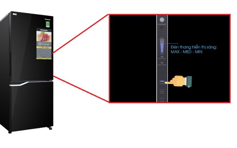 Điều chỉnh nhiệt độ Tủ lạnh Panasonic có bảng điều khiển cảm ứng