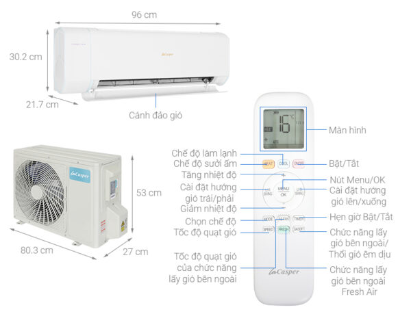 Máy lạnh hai chiều Inverter 1 HP Casper XH-09IF35