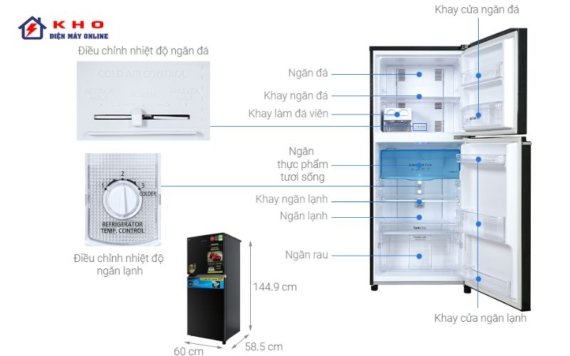 Kích thước tủ lạnh Panasonic 234 lít NR-TV261BPKV