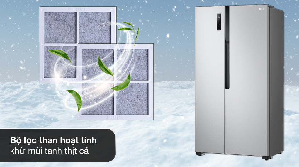 Tủ lạnh LG Inverter 519 lít GR-B256JDS - Than hoạt tính