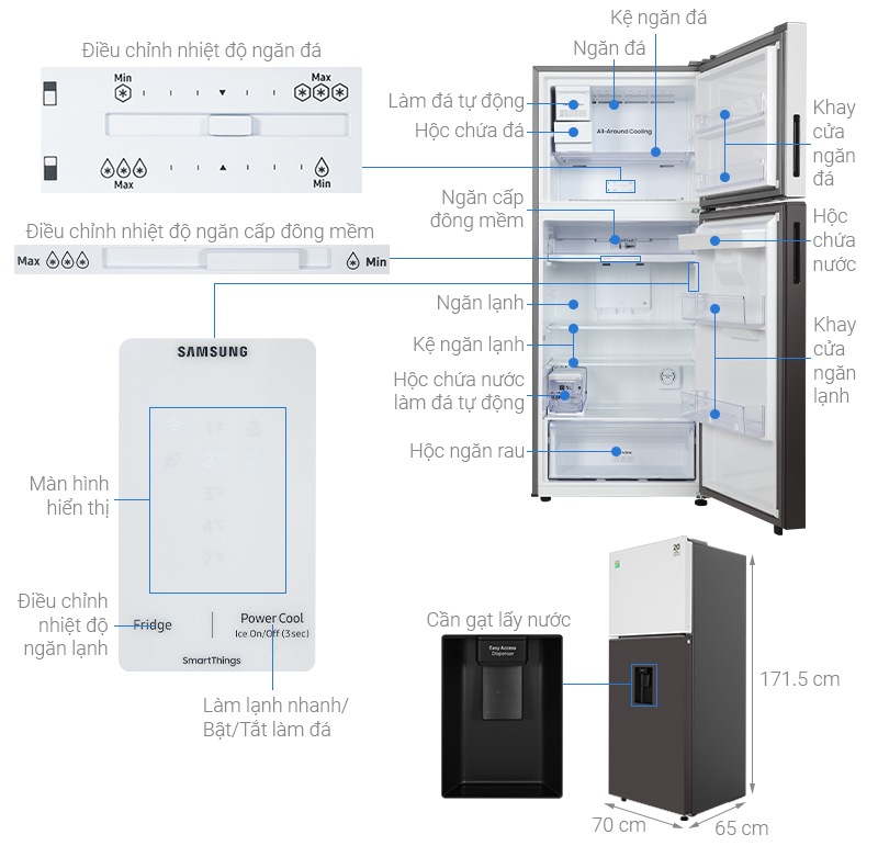 Tủ lạnh Samsung Inverter 382 lít RT38CB6784C3SV-Thông số