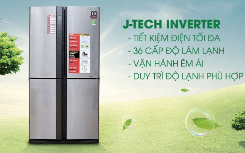 Tủ lạnh Sharp 4 cánh 600 lít Công nghệ J-tẹch Inverter tiết kiệm điện năng