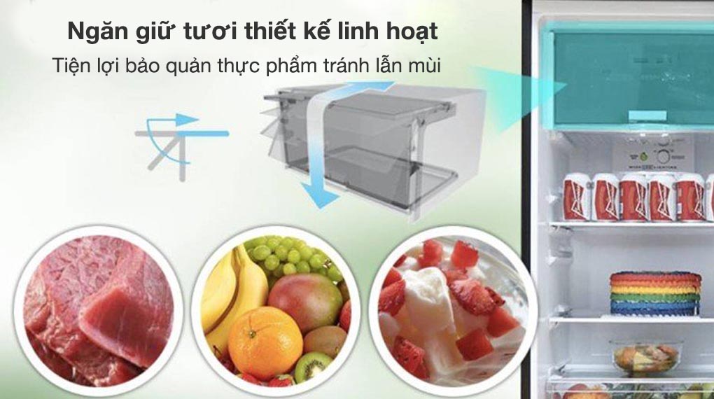 Tủ lạnh Sharp Inverter 253 lít SJ-X282AE-DS - Ngăn giữ tươi thiết kế linh hoạt tiện lợi bảo quản thực phẩm tránh lẫn mùi