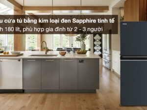 Tủ lạnh Toshiba Inverter 180 lít GR-RT234WE-PMV(52) - Kiểu dáng sang trọng, chất liệu cửa tủ bằng kim loại đen Sapphire sang trọng