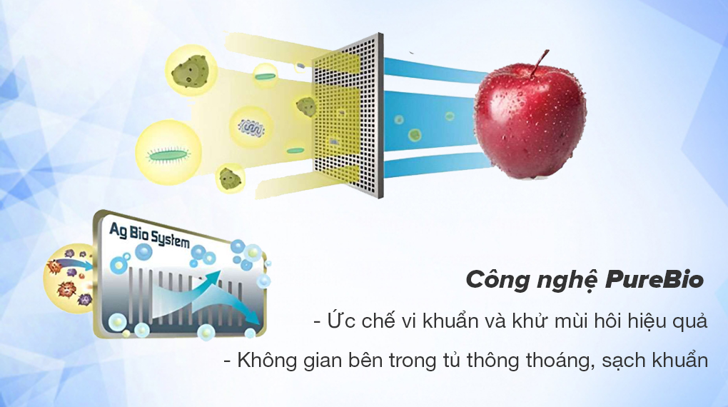 Tủ lạnh Toshiba Inverter 180 lít GR-RT234WE-PMV(52) - Công nghệ PureBio diệt khuẩn và khử mùi hôi hiệu quả, giúp bảo quản thực phẩm tươi lâu hơn