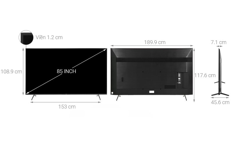 kích thước của tivi Sony KD-85X86J