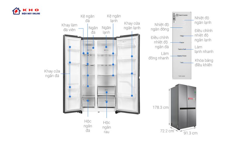 Kích thước tủ lạnh LG Multi Door