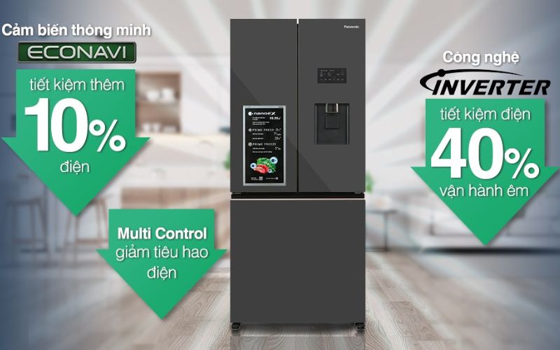 Tủ lạnh Panasonic Inverter 3 cánh tiết kiệm đến 40% điện năng tiêu thụ