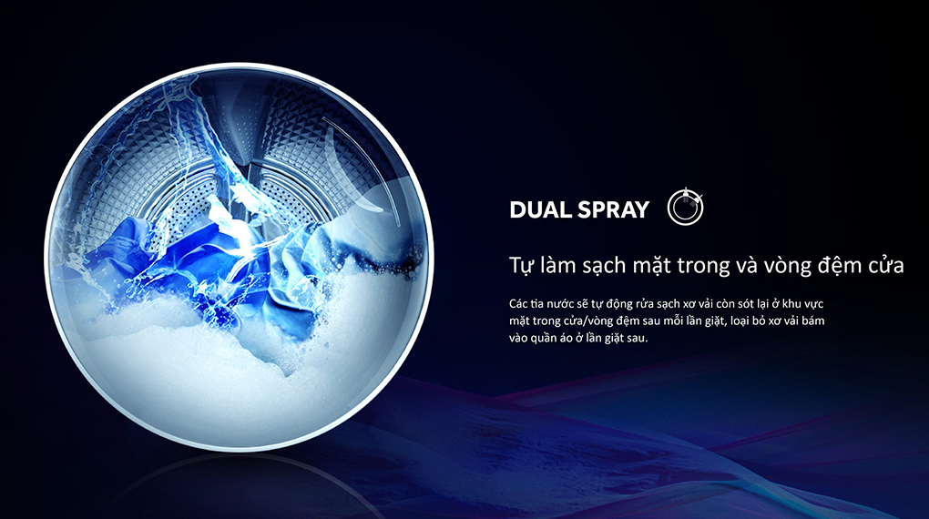 Dua spray Máy giặt Aqua Inverter 11 kg AQD-DW1100J.BK