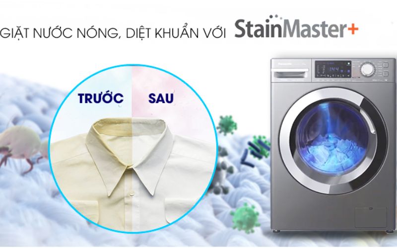 Công nghệ giặt nước nóng trên máy giặt cửa trước Panasonic tiêu diệt 99,99% vi khuẩn, nấm mốc