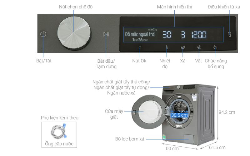 kích thước máy giặt Samsung 9kg