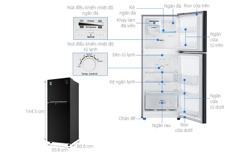 Kích thước tủ lạnh Samsung 200L