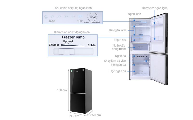 Kích thước tủ lạnh Samsung 300L