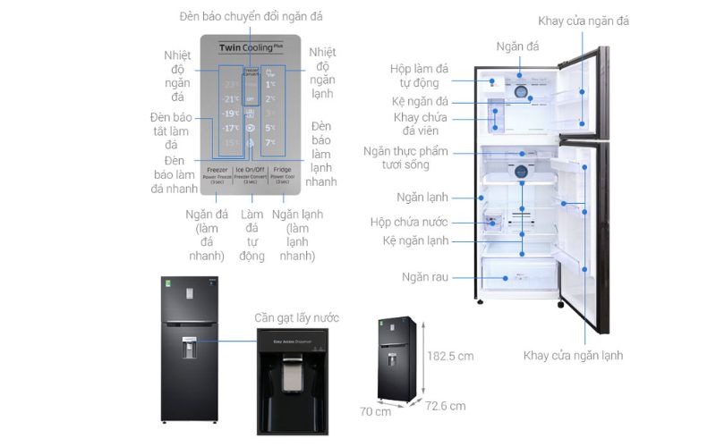 Kích thước tủ lạnh Samsung Inverter 451 lít RT46K6885BS/SV