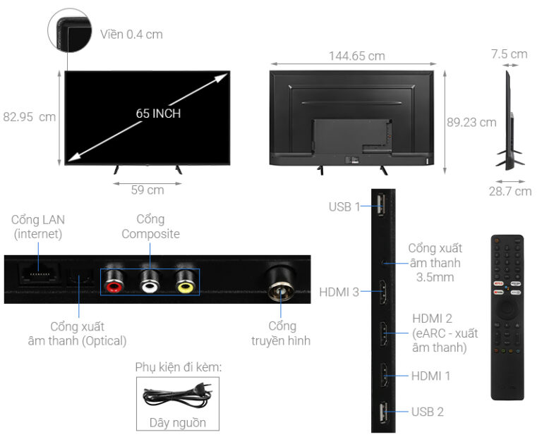 Google Tivi Xiaomi A Pro 4K 65 inch L65M8-A2SEA