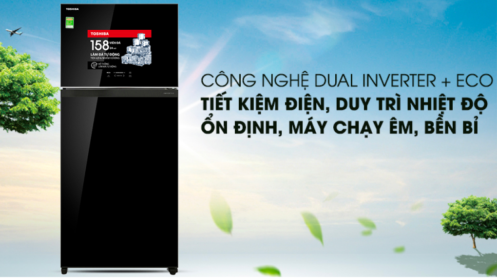 Công nghệ Dual Inverter kết hợp chế độ Eco tiết kiệm tối ưu hơn - Tủ lạnh Toshiba Inverter 608 lít GR-AG66VA (XK)