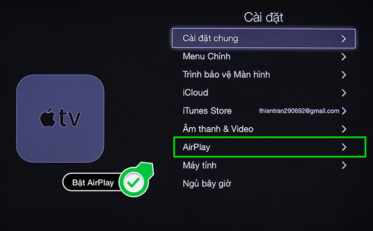 chọn Apple TV bạn muốn kết nối