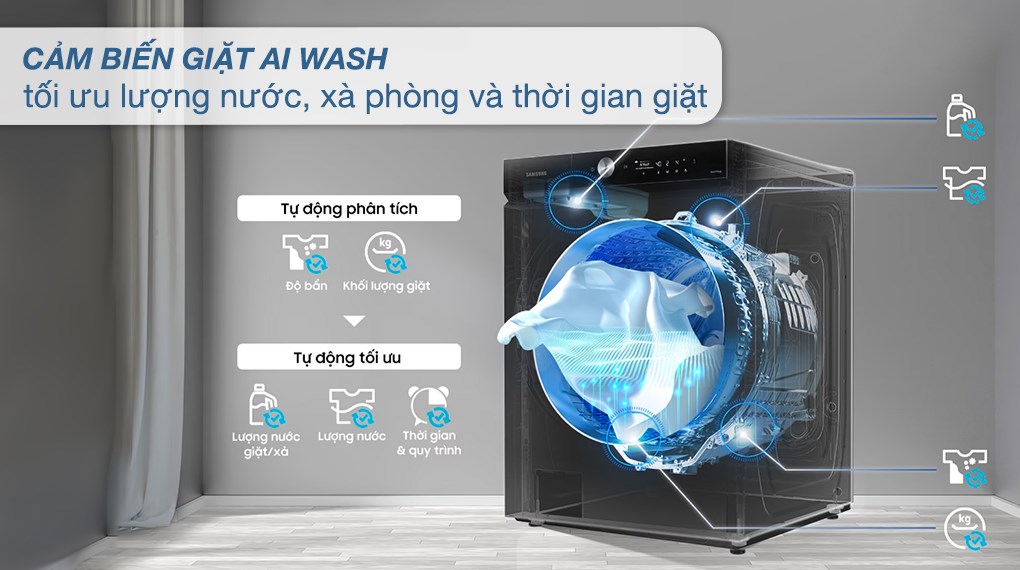 Máy giặt sấy Samsung Bespoke AI Inverter giặt 21 kg - sấy 12 kg WD21B6400KV/SV